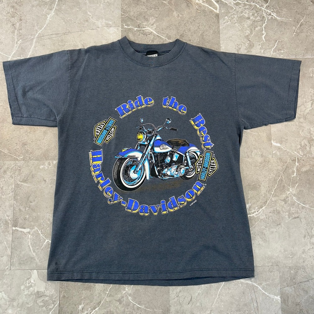 90s Vintage Harley Davidson Graphic Tee Men Large Distressed Faded Ride The Best